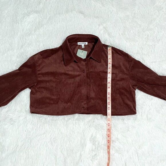 Women Pretty Garbage Cropped Corduroy Jacket in Chocolate Brown Size Small - Picture 5 of 10